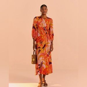 Farm Rio Jungle Panther Midi Dress